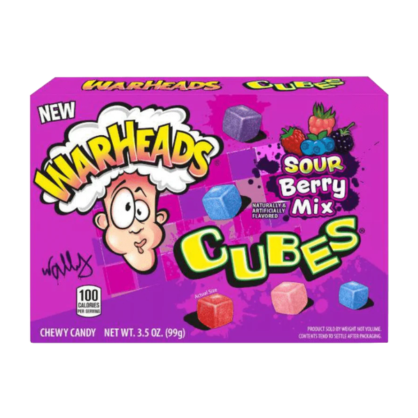 Warheads Box Sour Berry Mix Cubes 99 gr. (jeleuri acrișoare cu afine)